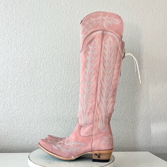 Lane LEXINGTON Over the Knee Womens Cowboy Boots 7 Pink Western Cowgirl Lace up - Picture 4 of 14